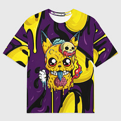 Мужская футболка оверсайз Зомби Пикачу и желтые пятна