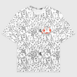 Мужская футболка оверсайз Румяная киска и серые коты