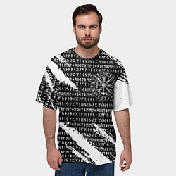 Футболка оверсайз мужская Все руны и вегвизир в круге рун на груди, цвет: 3D-принт — фото 2