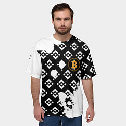 Футболка оверсайз мужская Bitcoin pattern binance, цвет: 3D-принт — фото 2