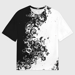Мужская футболка оверсайз Чёрно белый стильный узор