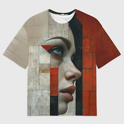 Футболка оверсайз мужская Девушка в профиль с голубыми глазами, цвет: 3D-принт