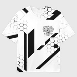 Мужская футболка оверсайз Герб Рф текстура геймер