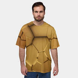 Футболка оверсайз мужская Золотые неоновые плиты в разломе, цвет: 3D-принт — фото 2