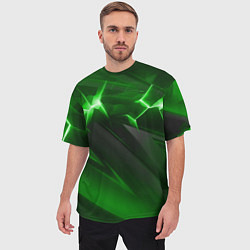 Футболка оверсайз мужская Яркая зеленая объемная абстракция, цвет: 3D-принт — фото 2