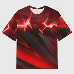 Футболка оверсайз мужская Яркая красная объемная абстракция, цвет: 3D-принт
