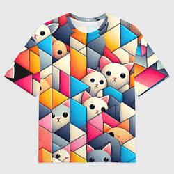 Мужская футболка оверсайз Geometric pattern with kittens - ai art