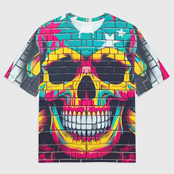 Мужская футболка оверсайз Граффити черепа - нейросеть