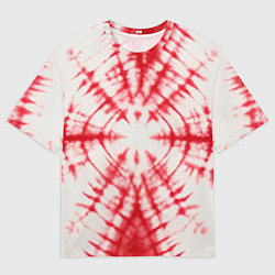 Футболка оверсайз мужская Тай-дай бело-красный, цвет: 3D-принт