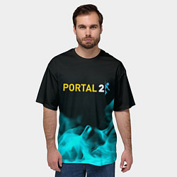 Футболка оверсайз мужская Portal fire blue, цвет: 3D-принт — фото 2