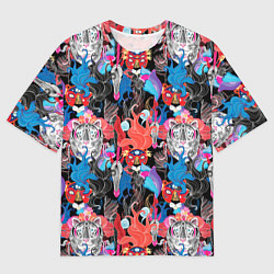 Футболка оверсайз мужская Орнамент диких кошек, цвет: 3D-принт