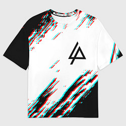 Футболка оверсайз мужская Linkin park краски глитч, цвет: 3D-принт