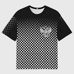 Мужская футболка оверсайз Россия клетка паттерн