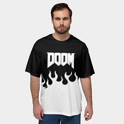 Футболка оверсайз мужская Doom fire white, цвет: 3D-принт — фото 2
