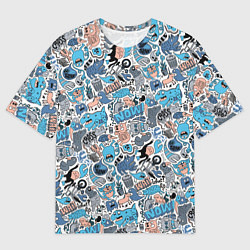 Футболка оверсайз мужская Дудл животные и монстры, цвет: 3D-принт
