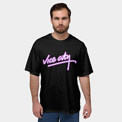 Футболка оверсайз мужская Vice city logo neon, цвет: 3D-принт — фото 2