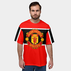 Футболка оверсайз мужская Манчестер Юнайтед полосы, цвет: 3D-принт — фото 2