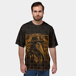 Футболка оверсайз мужская Чумной доктор на клетчатом паттерне, цвет: 3D-принт — фото 2