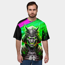 Футболка оверсайз мужская Самурай в маске черепа, цвет: 3D-принт — фото 2