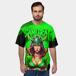 Футболка оверсайз мужская Девушка самурай с рогами, цвет: 3D-принт — фото 2