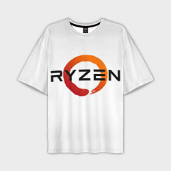 Мужская футболка оверсайз AMD ryzen logo white