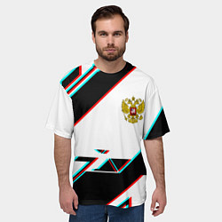 Футболка оверсайз мужская Россия спортивная геометрия глитч, цвет: 3D-принт — фото 2