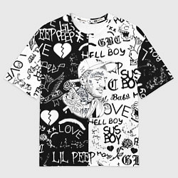 Футболка оверсайз мужская Lii Peep pattern rap, цвет: 3D-принт