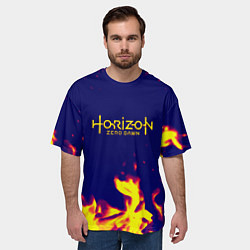 Футболка оверсайз мужская Horizon zero dawn flame yellow, цвет: 3D-принт — фото 2