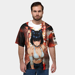 Футболка оверсайз мужская Бойцовская девушка-кошка, цвет: 3D-принт — фото 2