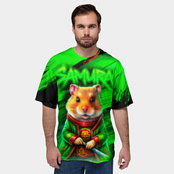 Футболка оверсайз мужская Хомячок самурай, цвет: 3D-принт — фото 2