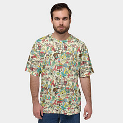 Футболка оверсайз мужская Пляжная вечеринка паттерн, цвет: 3D-принт — фото 2