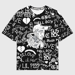 Мужская футболка оверсайз Lil Peep pattern автографы лого