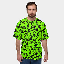 Футболка оверсайз мужская Nirvana green logo smile, цвет: 3D-принт — фото 2