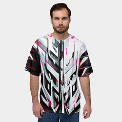 Футболка оверсайз мужская Хаотичная красно-белая абстракция, цвет: 3D-принт — фото 2