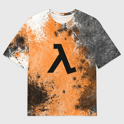 Мужская футболка оверсайз Half life оранжевые краски