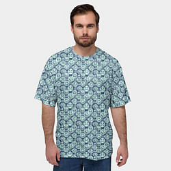 Футболка оверсайз мужская Улыбающийся смайл с короной паттерны, цвет: 3D-принт — фото 2