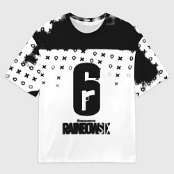 Мужская футболка оверсайз Rainbox six game pattern