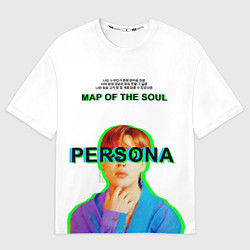 Футболка оверсайз мужская BTS Jimin Persona - кто я иероглифами, цвет: 3D-принт