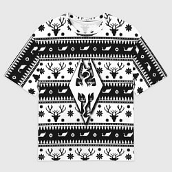 Футболка оверсайз мужская The Elder Scrolls winter deer pattern, цвет: 3D-принт