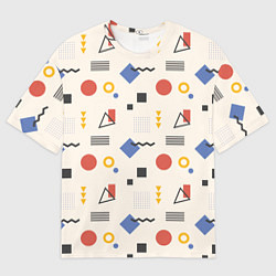 Футболка оверсайз мужская Мемфис геометрия на светлом, цвет: 3D-принт