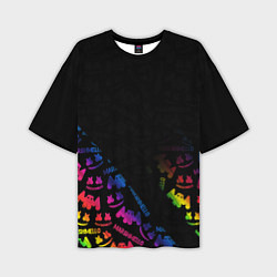 Футболка оверсайз мужская Marshmello neon dj, цвет: 3D-принт