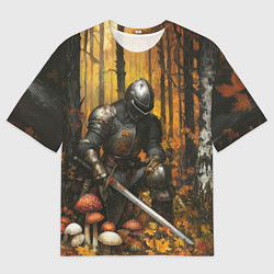 Футболка оверсайз мужская Воин в осеннем лесу, цвет: 3D-принт