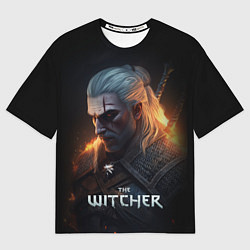 Мужская футболка оверсайз The Witcher and fire