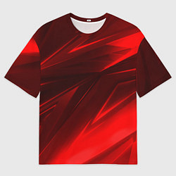 Футболка оверсайз мужская Абстрактные линии красный, цвет: 3D-принт