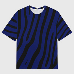 Мужская футболка оверсайз Тёмный чёрно-синий с полосами
