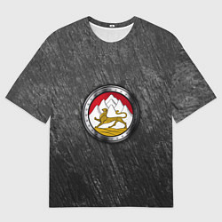 Футболка оверсайз мужская Герб Осетии на камне, цвет: 3D-принт