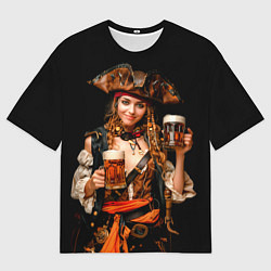 Футболка оверсайз мужская Пиво на Тартуге - красотка, цвет: 3D-принт