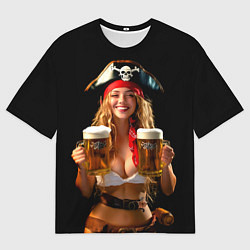 Футболка оверсайз мужская Пиво на Тартуге официантка, цвет: 3D-принт