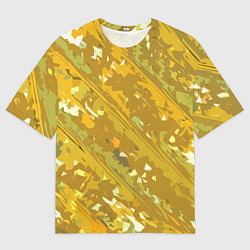 Мужская футболка оверсайз Белые фрагменты на жёлтом фоне