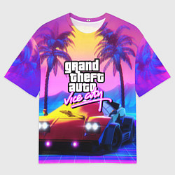 Футболка оверсайз мужская Vice city retro wave Lambo, цвет: 3D-принт